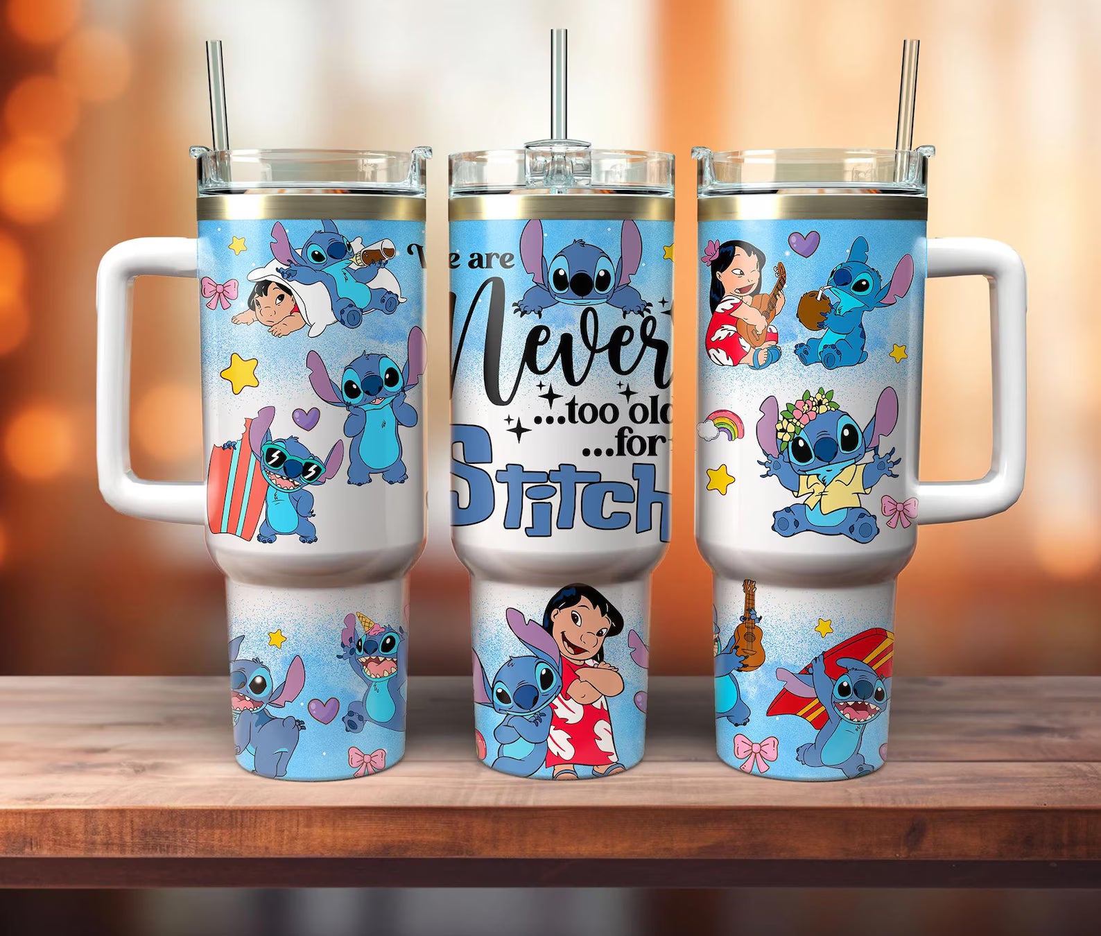 NEVER TO OLD FOR STITCH 40oz TUMBLER